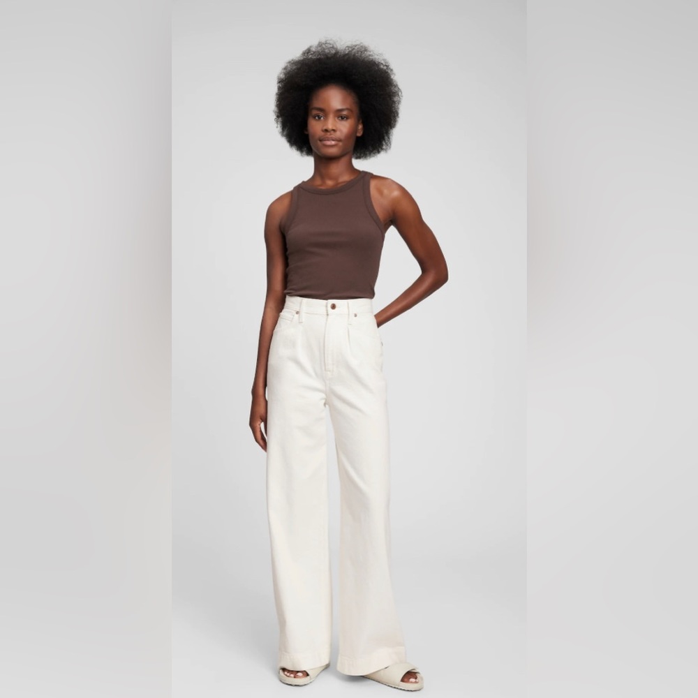 Gap Womens High Rise Pleated Wide-Leg Trouser with Washwell